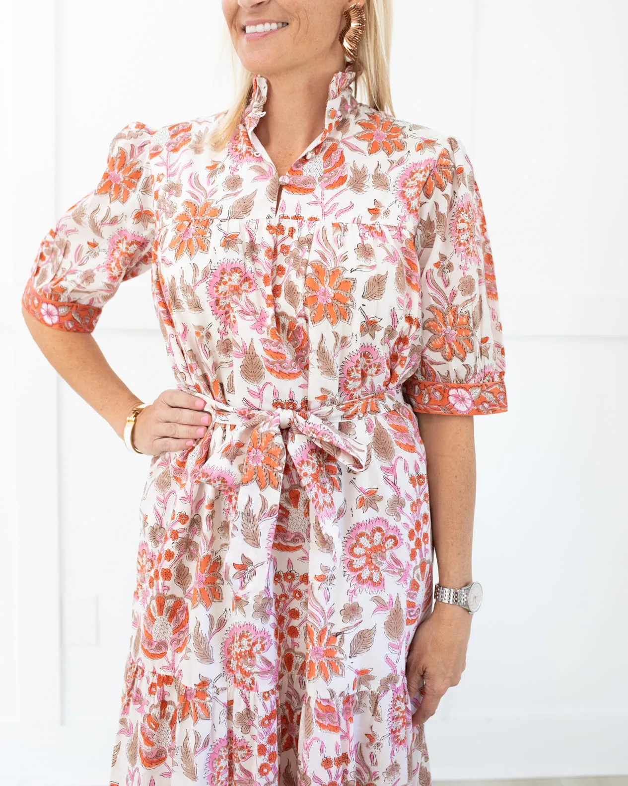 Long Lale Dress In Pamplemousse Floral
