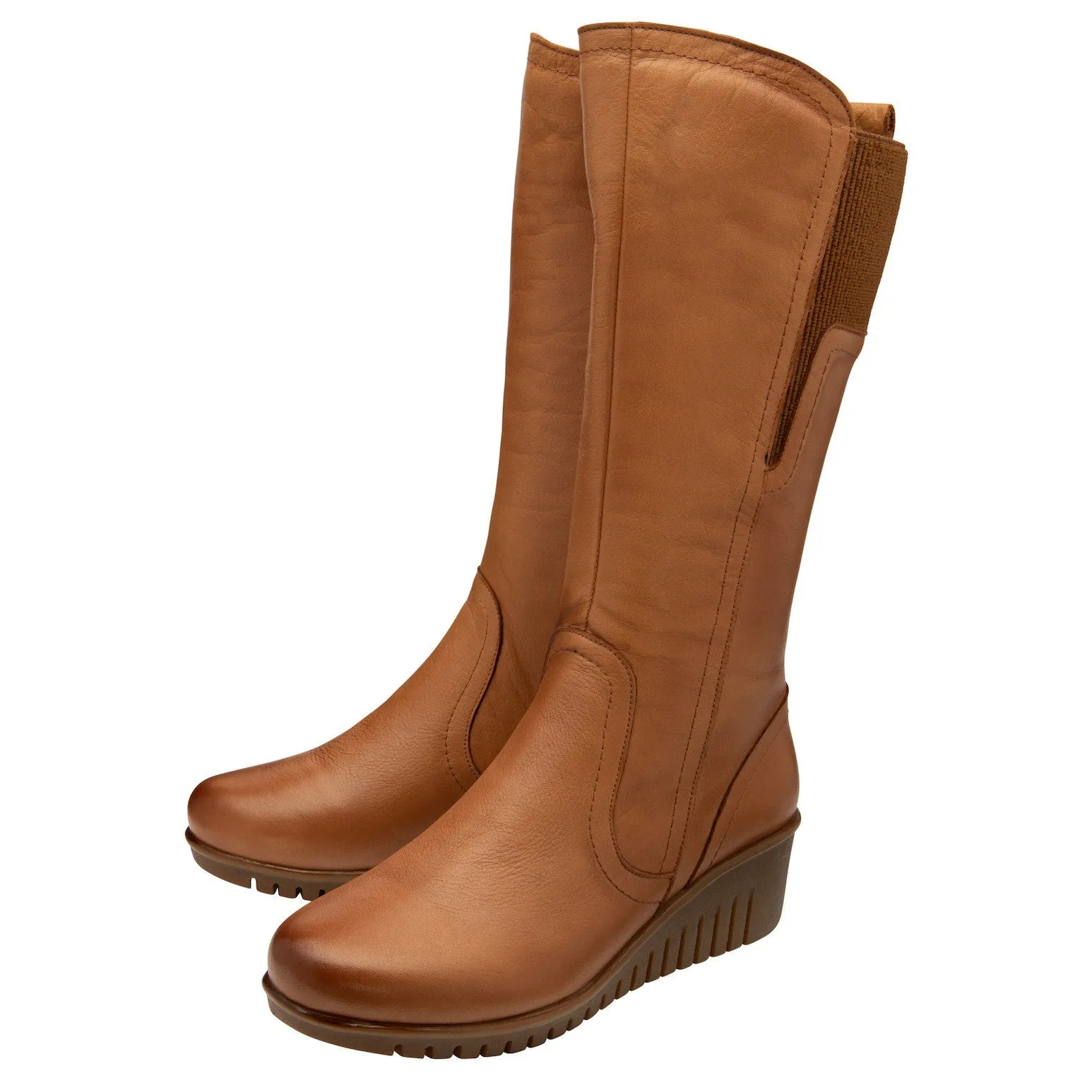 Lotus Fitzgerald Ladies Tan Leather Side Zip Mid-Calf Boots