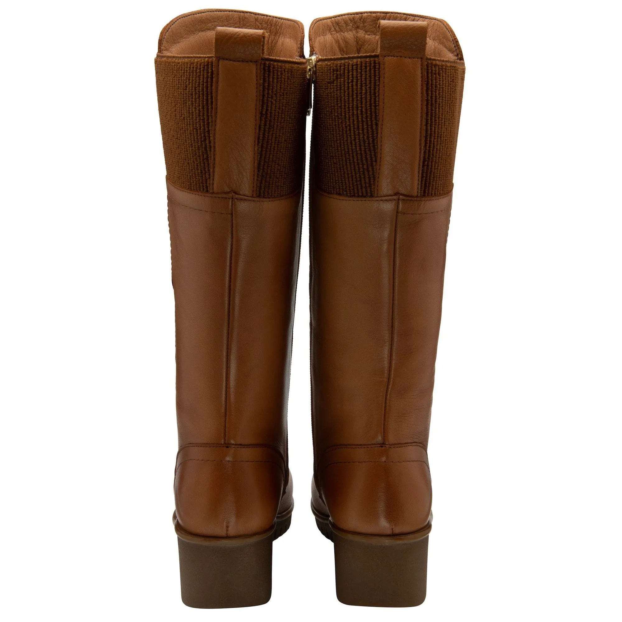 Lotus Fitzgerald Ladies Tan Leather Side Zip Mid-Calf Boots