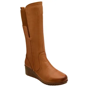 Lotus Fitzgerald Ladies Tan Leather Side Zip Mid-Calf Boots