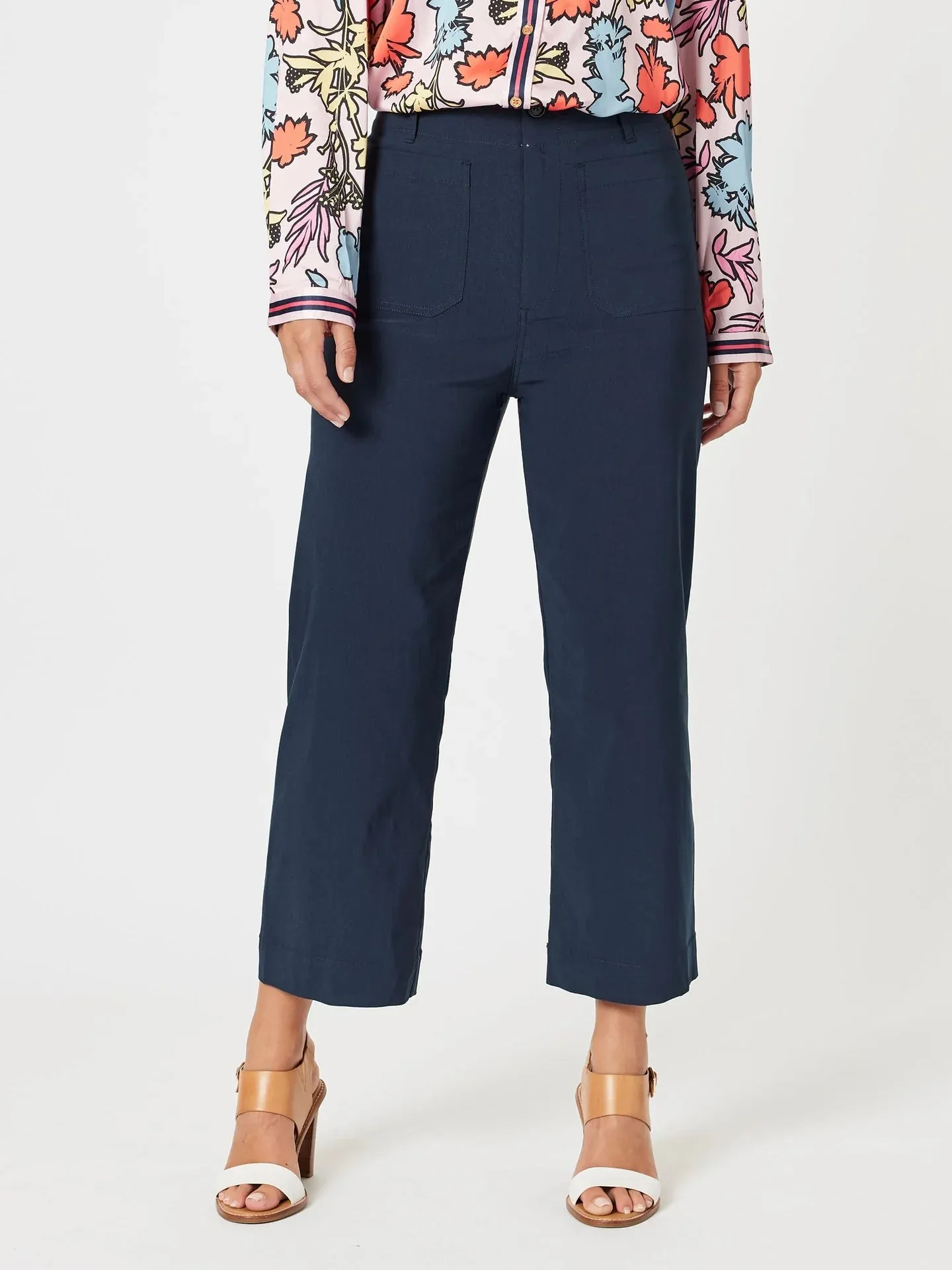 Marine Wide Leg Pant By Threadz  - Navy