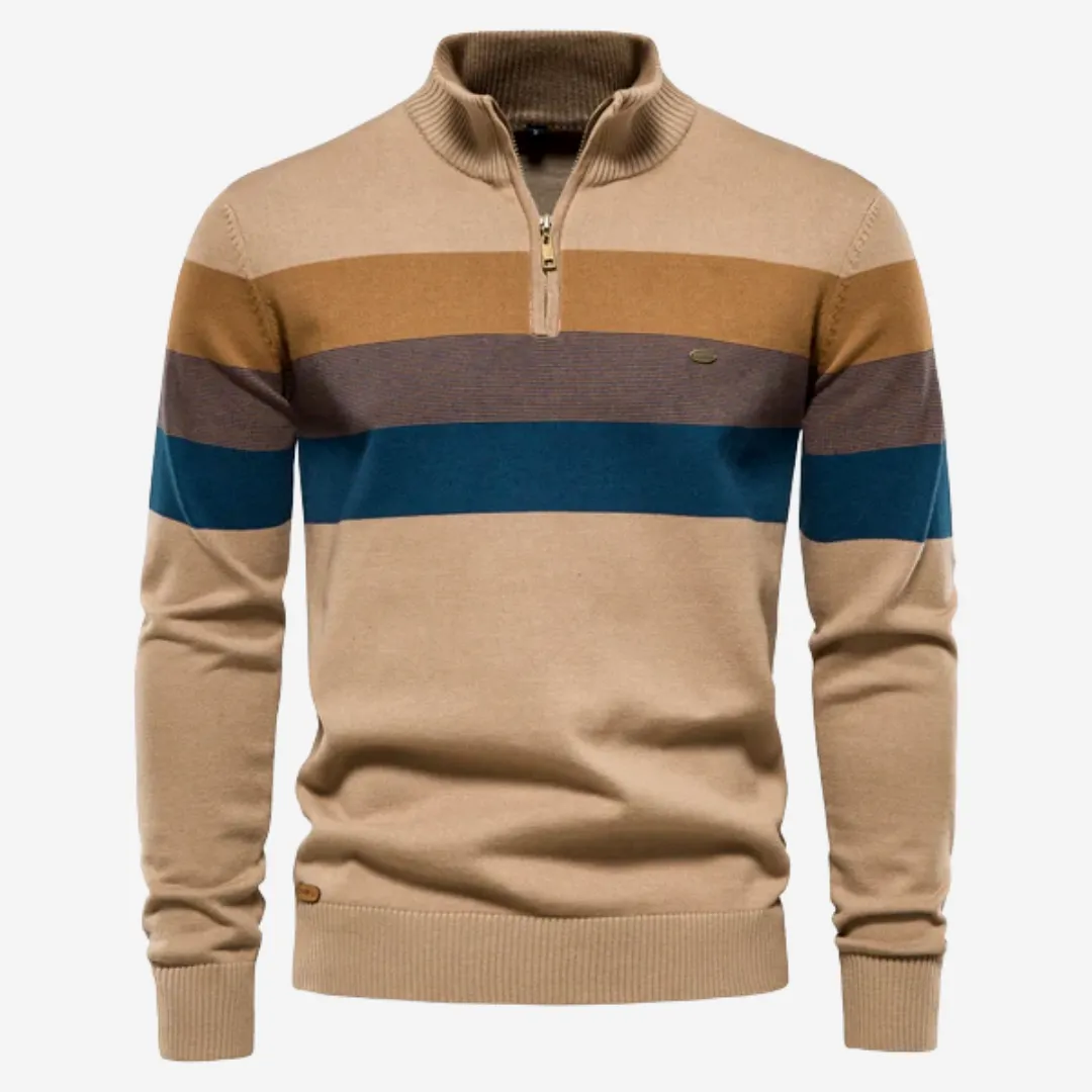 Matt  Striped Quarter-Zip Sweater