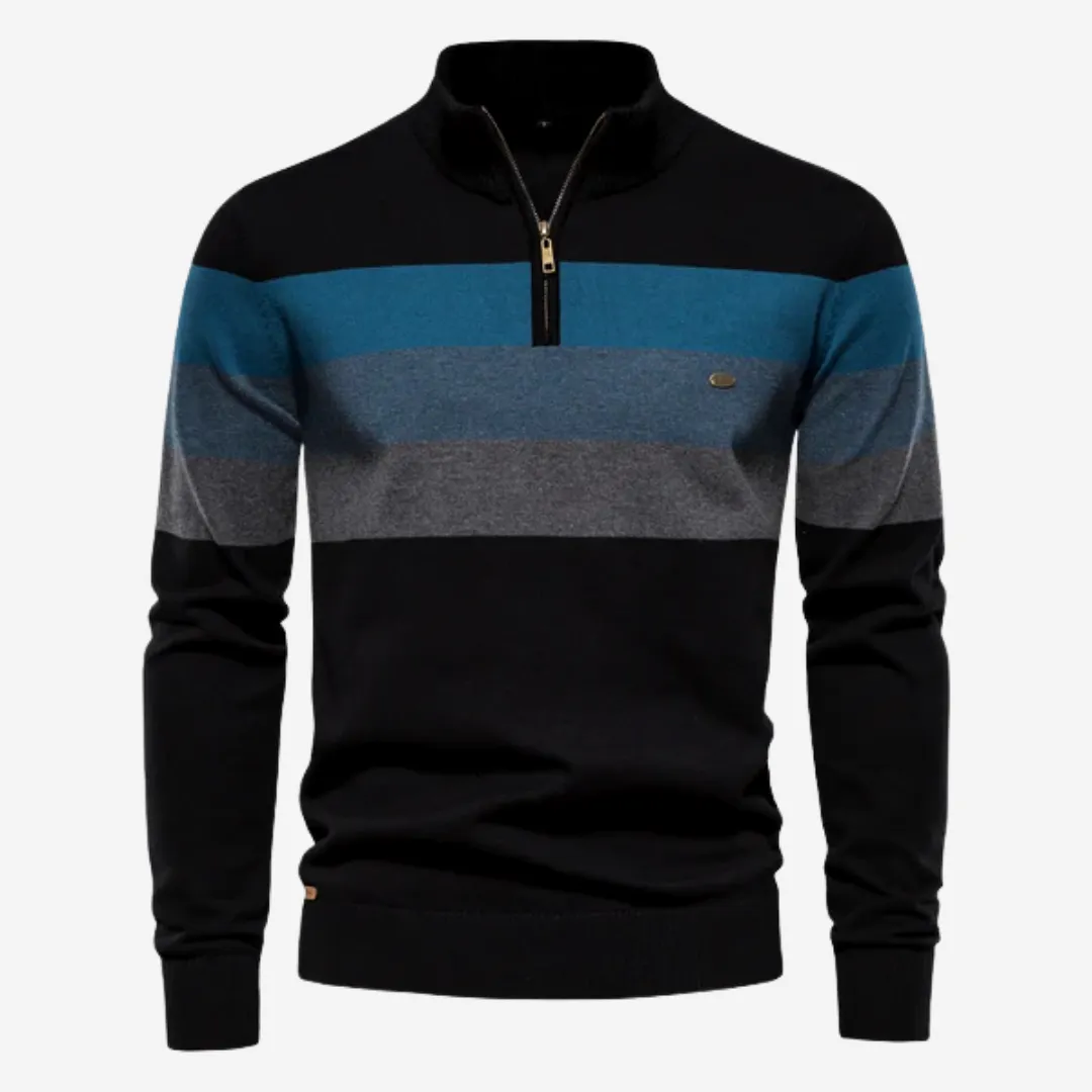 Matt  Striped Quarter-Zip Sweater