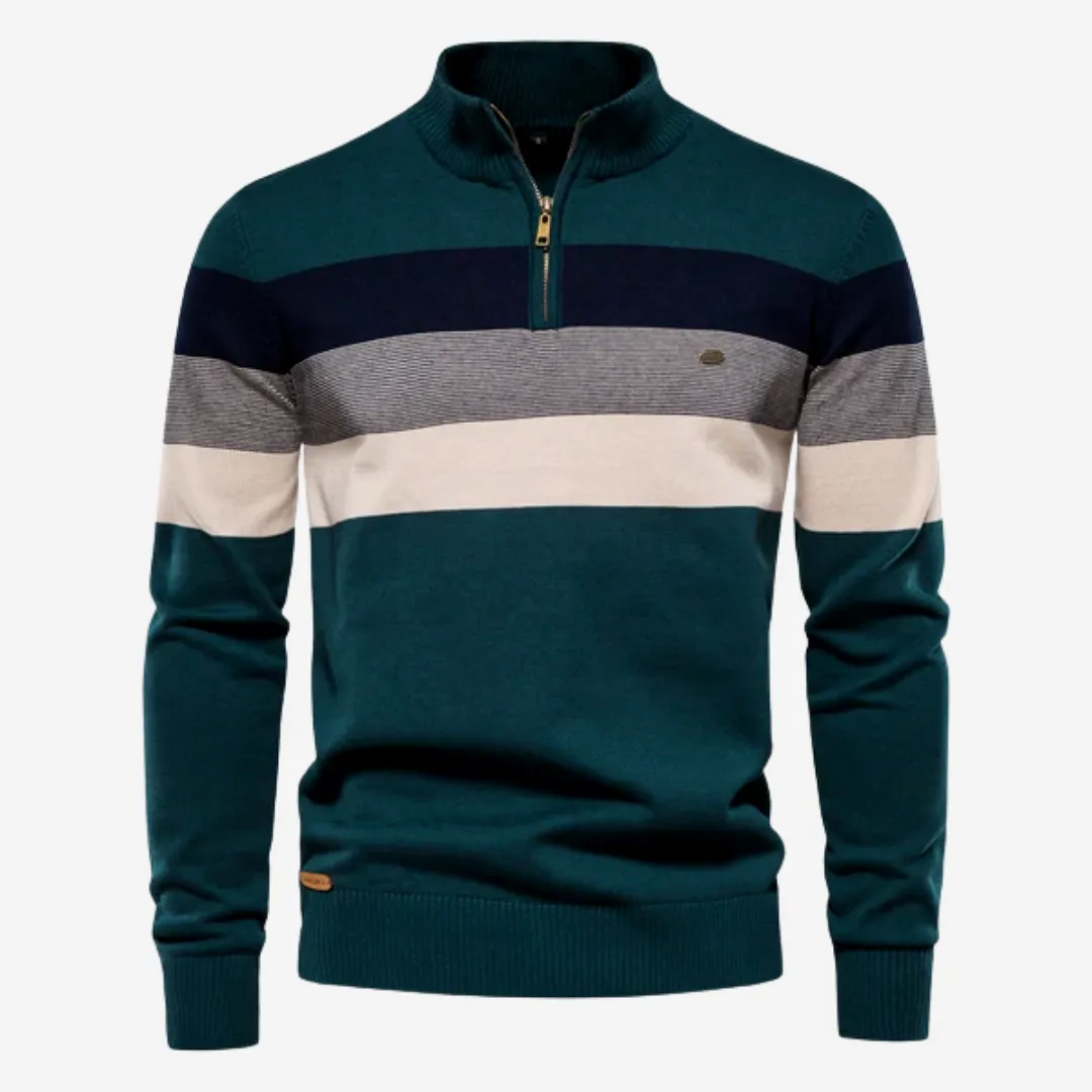 Matt  Striped Quarter-Zip Sweater