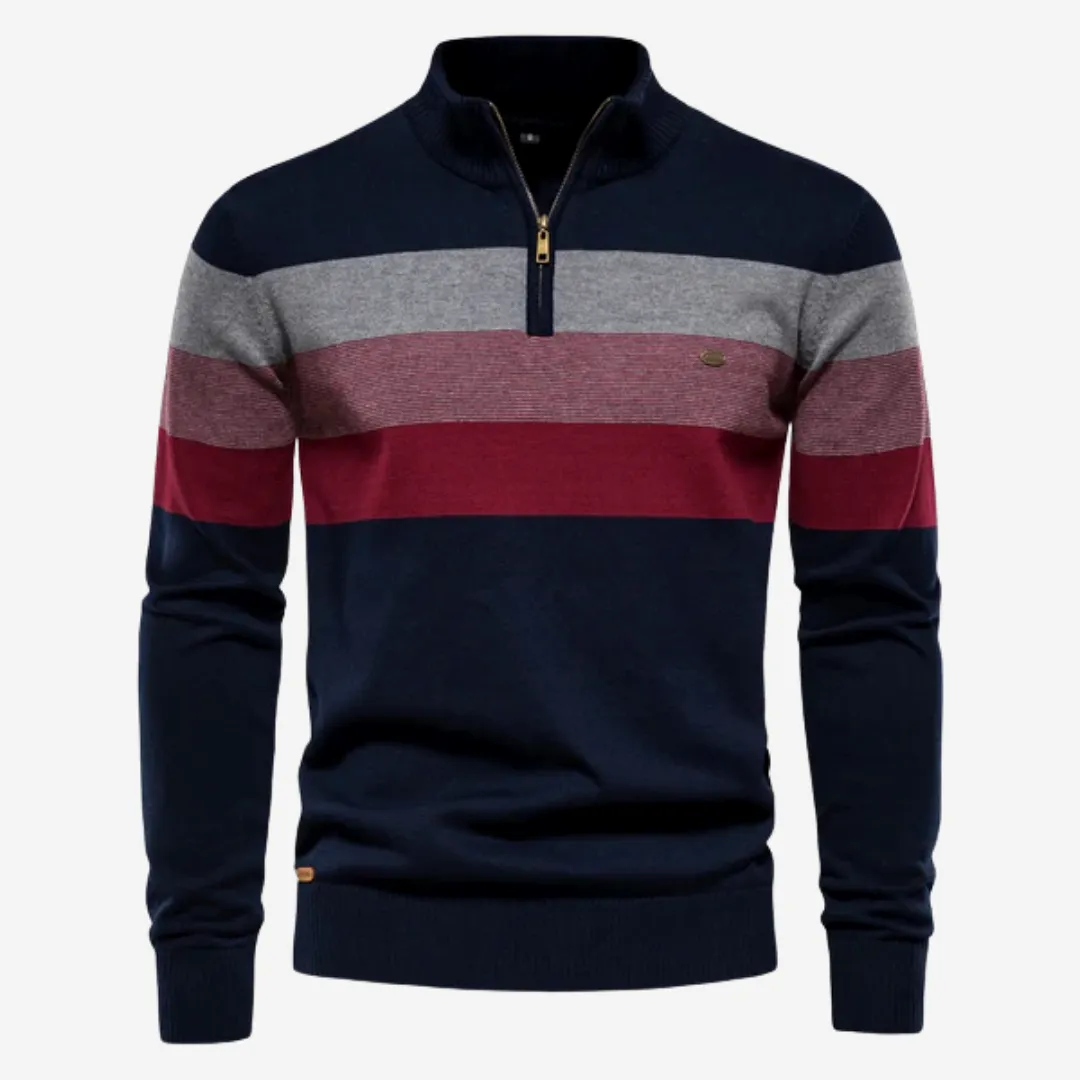 Matt  Striped Quarter-Zip Sweater