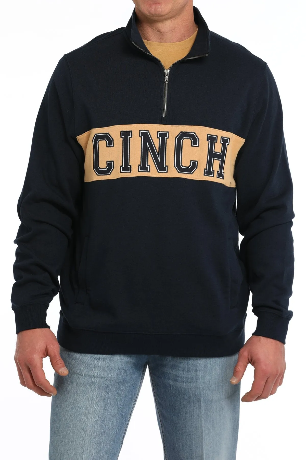 Men's Cinch 1/4 Zip Logo Navy Pullover