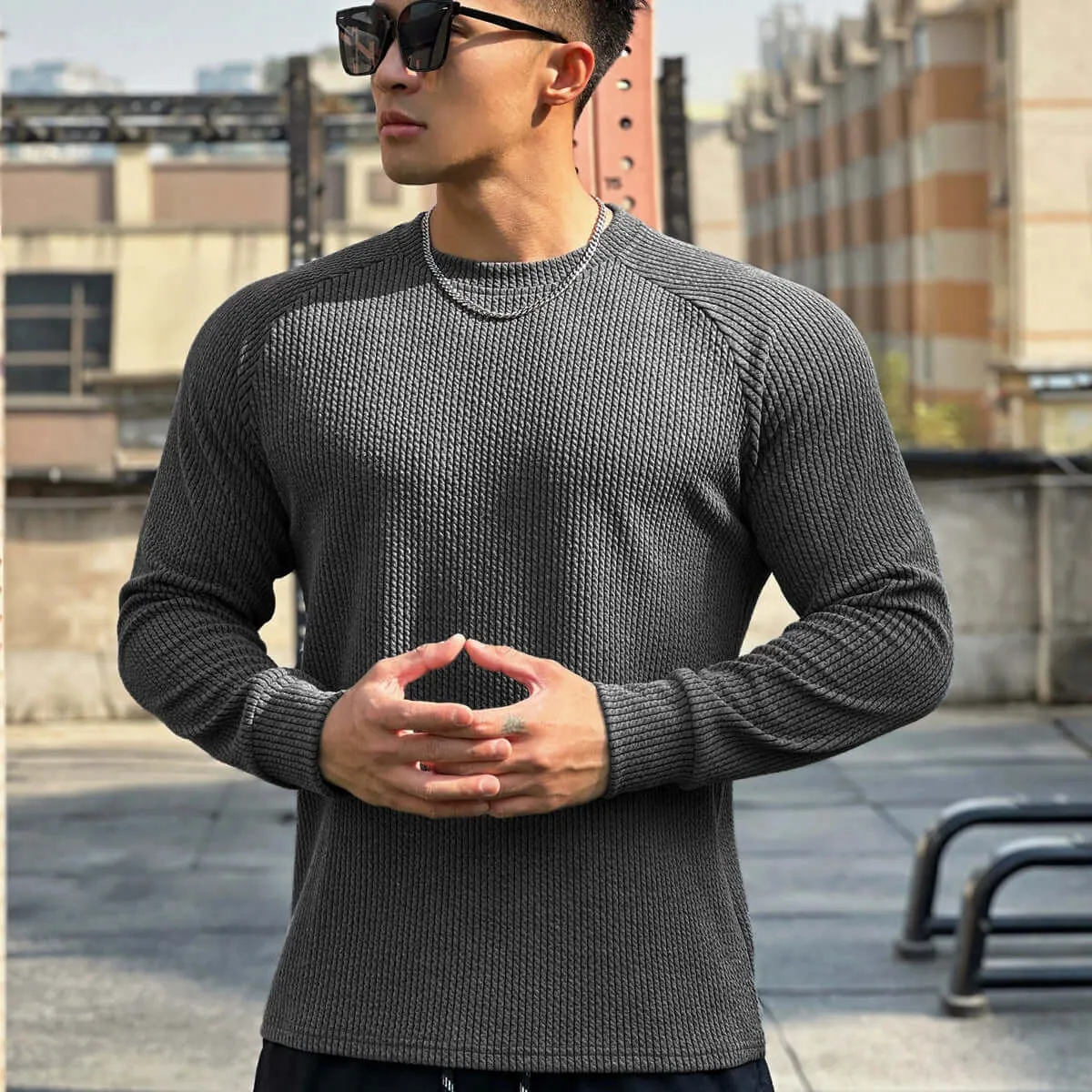 Men's Ribbed Knit Crewneck Sweater