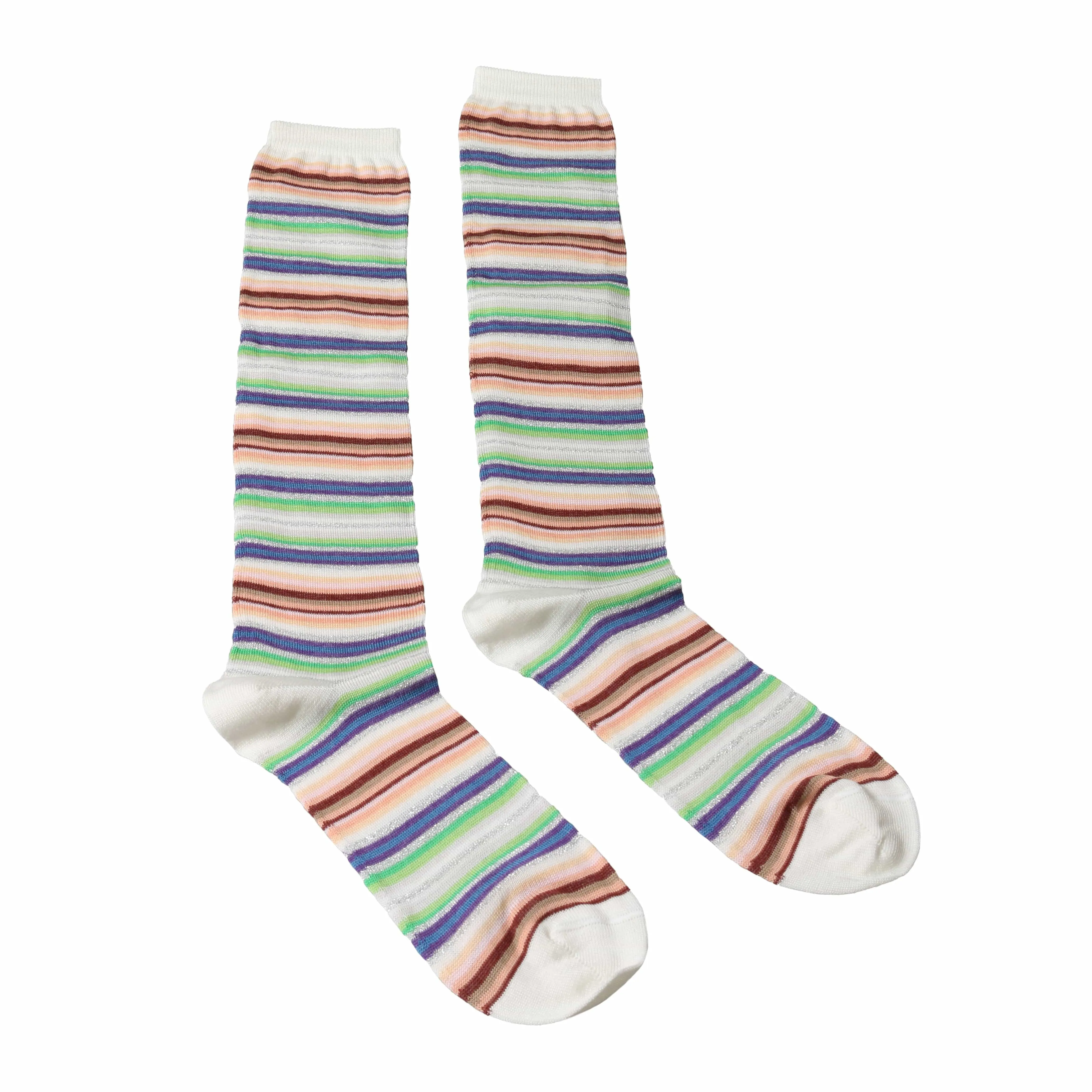 Missoni GM00CMD4938 0003 Cream/Green Knee Length Socks