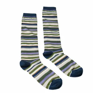 Missoni GM00CMD5219 0002 Green/Navy Knee Length Socks