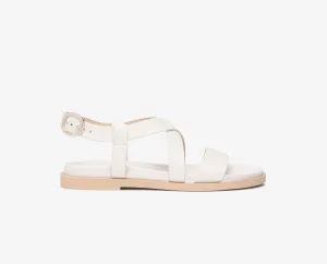 Nerogiardini white leather flat sandals