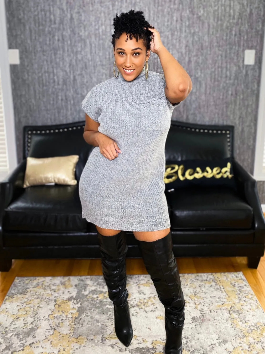 Out on the Town Ribbed Sweater Dress