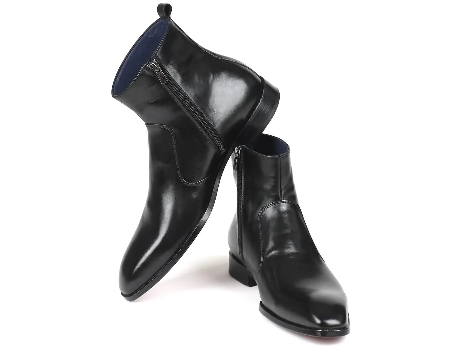 Personalized Paul Parkman Black Leather Zipper Boots for Men