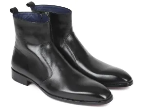 Personalized Paul Parkman Black Leather Zipper Boots for Men