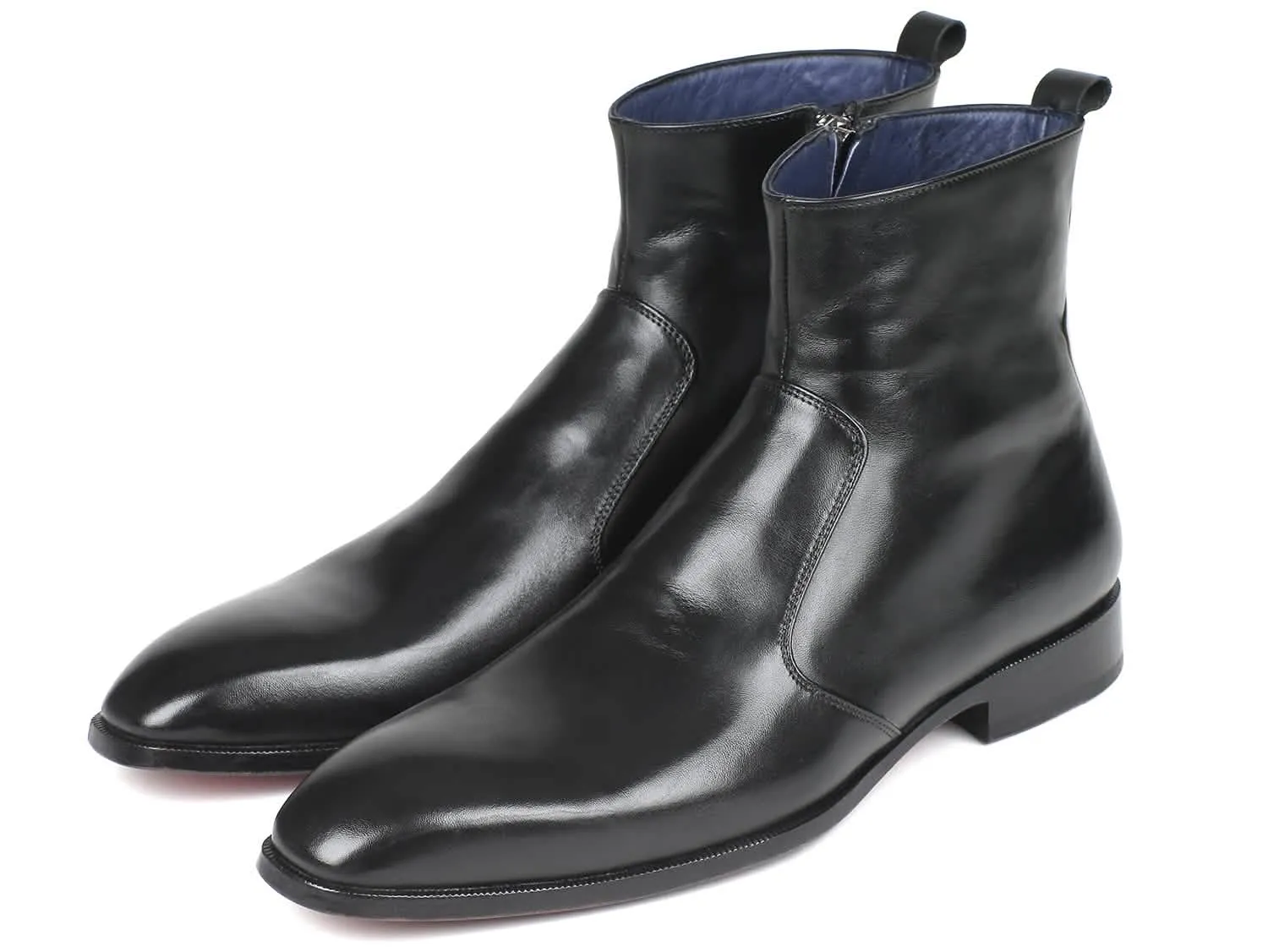 Personalized Paul Parkman Black Leather Zipper Boots for Men