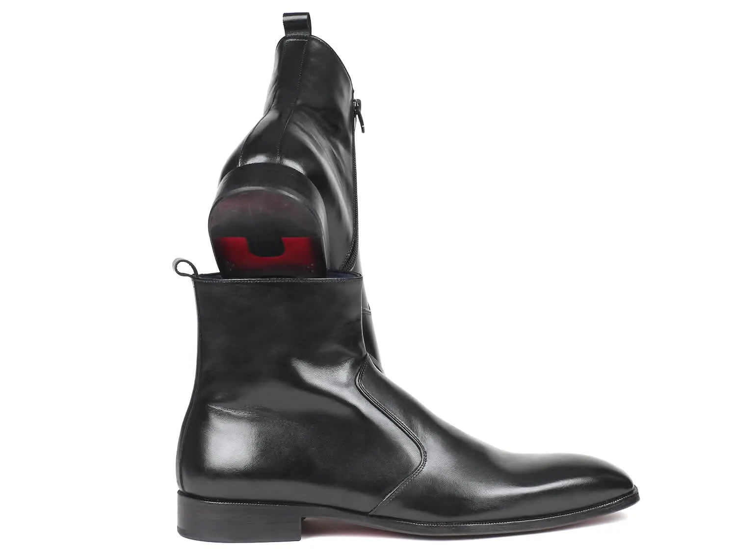 Personalized Paul Parkman Black Leather Zipper Boots for Men