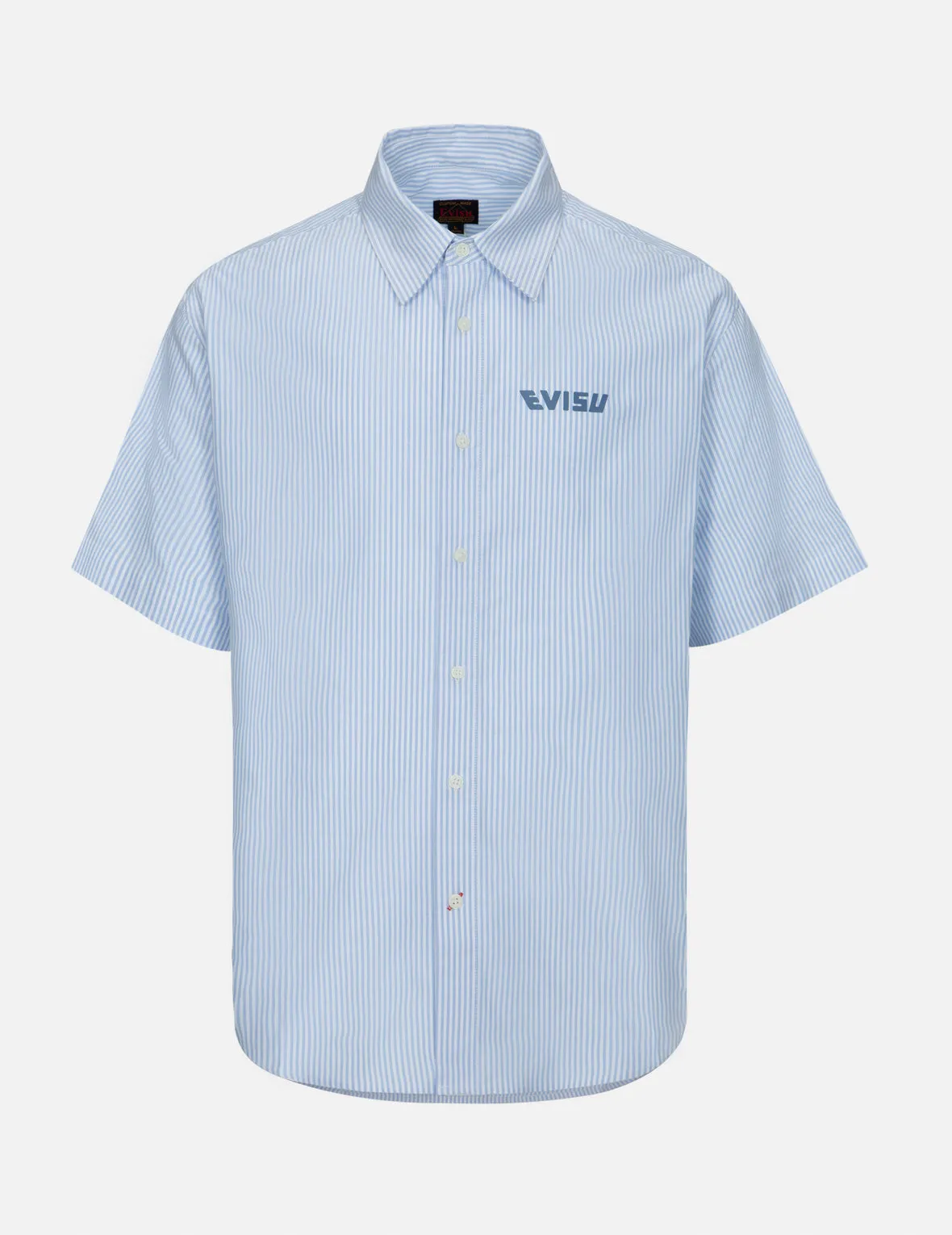 Playful Godhead Print Relax Fit Short-Sleeves Stripe Shirt