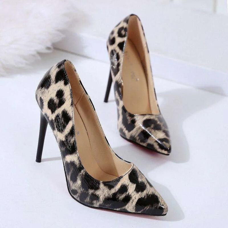 Shiny Leopard High Heels