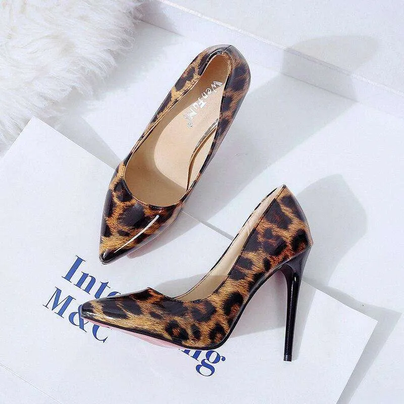 Shiny Leopard High Heels