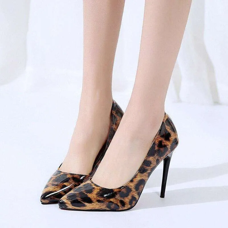 Shiny Leopard High Heels