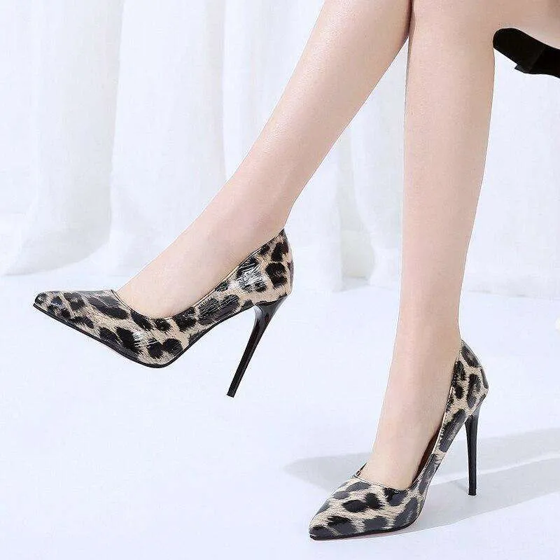 Shiny Leopard High Heels