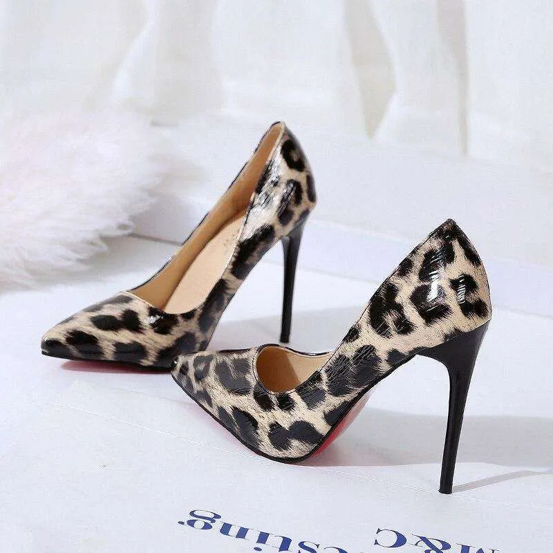 Shiny Leopard High Heels