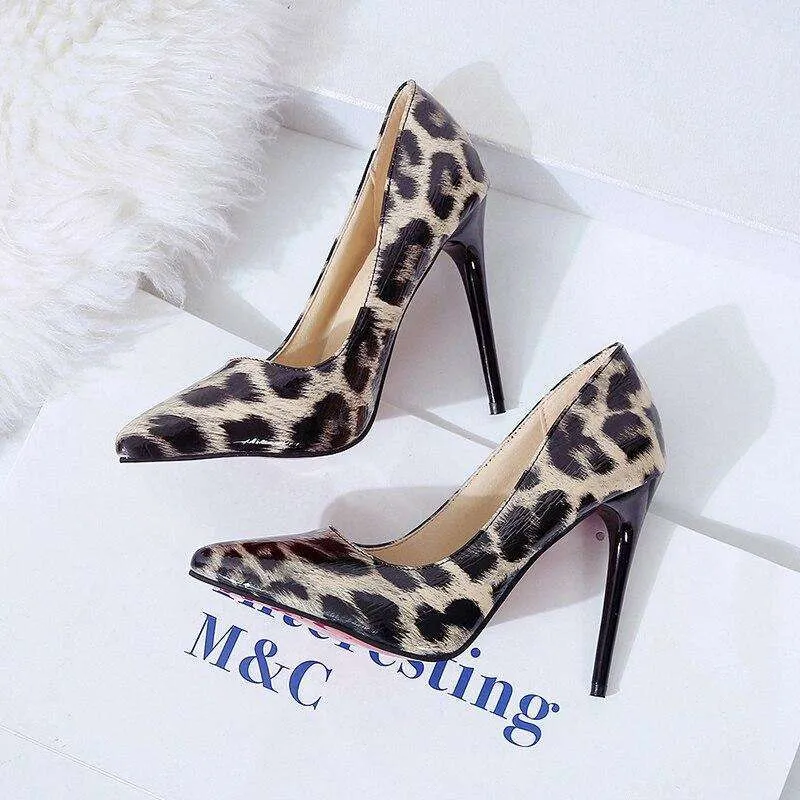 Shiny Leopard High Heels