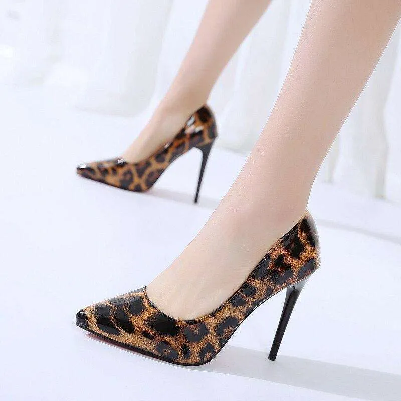 Shiny Leopard High Heels