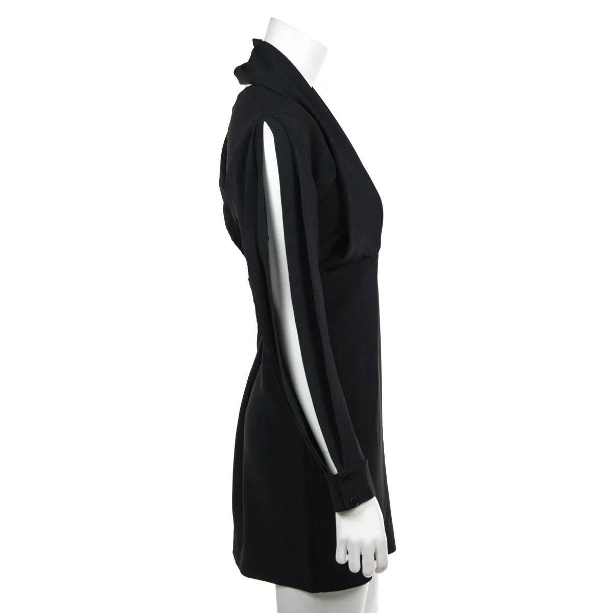 Stella McCartney Black Crepe V-Neck Long Sleeve Dress Size XXS | IT 38
