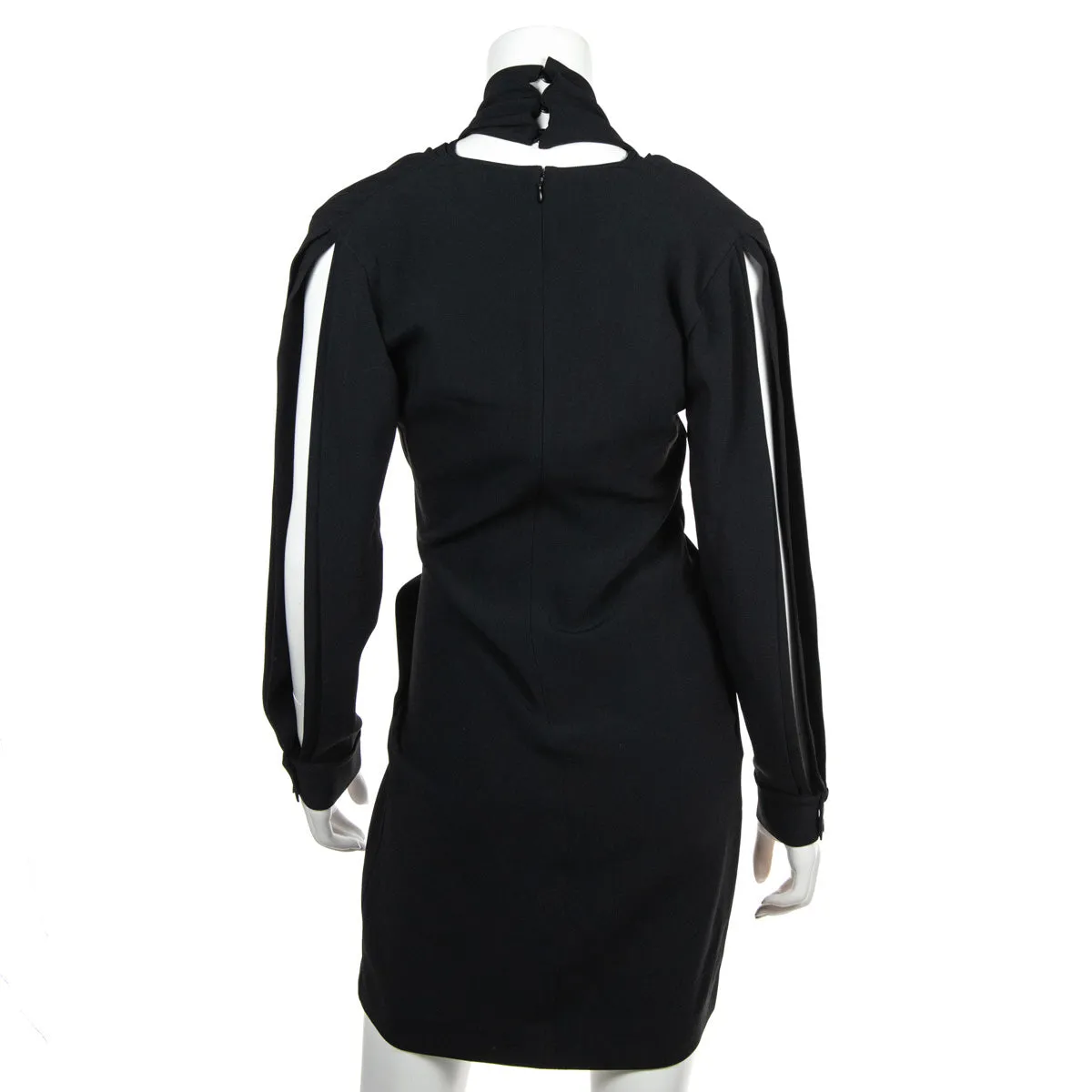 Stella McCartney Black Crepe V-Neck Long Sleeve Dress Size XXS | IT 38