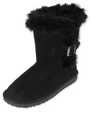The Children's Place Girls Warm Lightweight Winter Boot Fashion, Onyx, 3 Big Kid