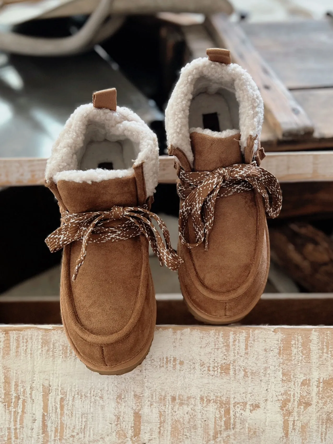 Very G Sherpa Lined Tan Bootie