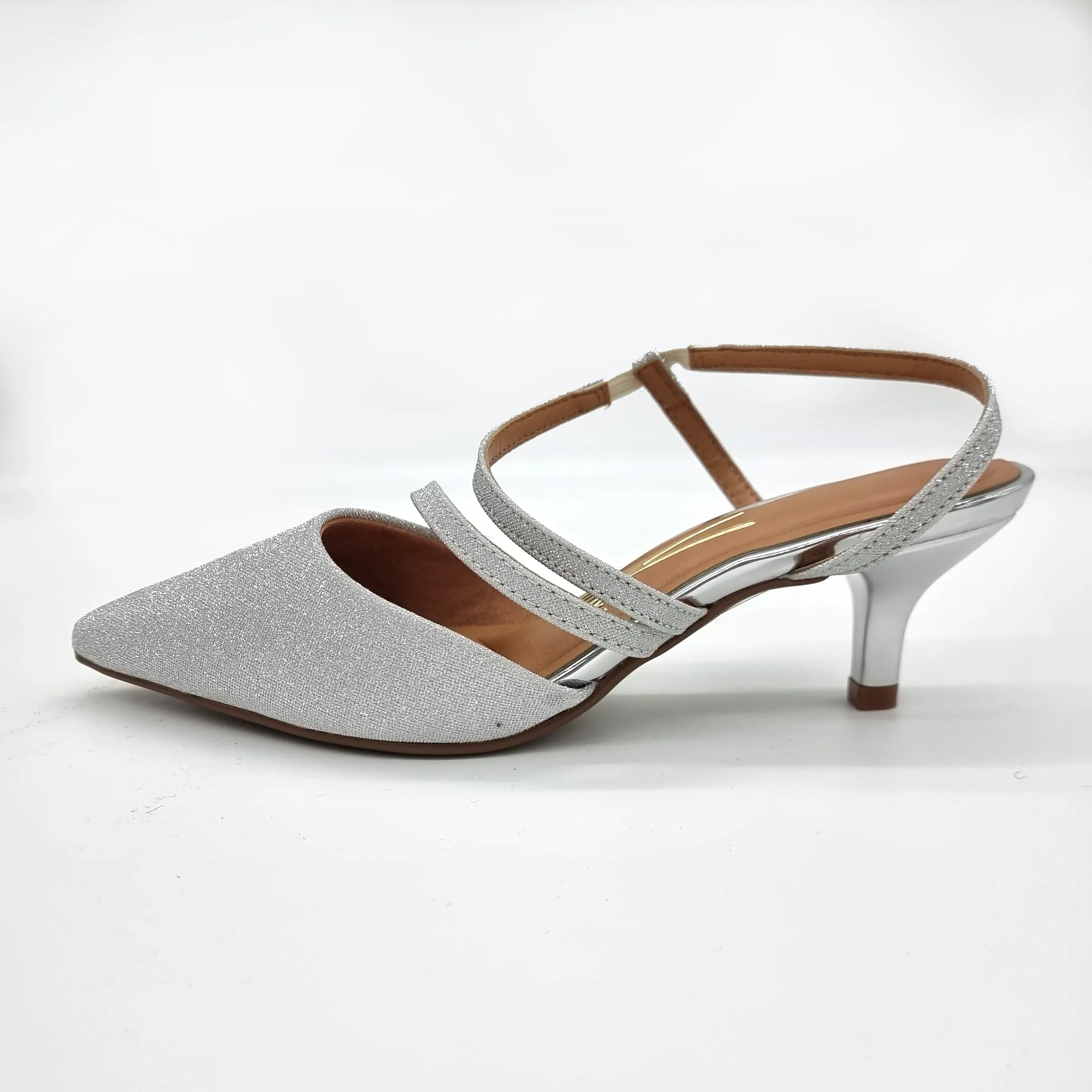Vizzano 1122-884 Strappy Kitten Heel Pointy Toe Pump in Silver