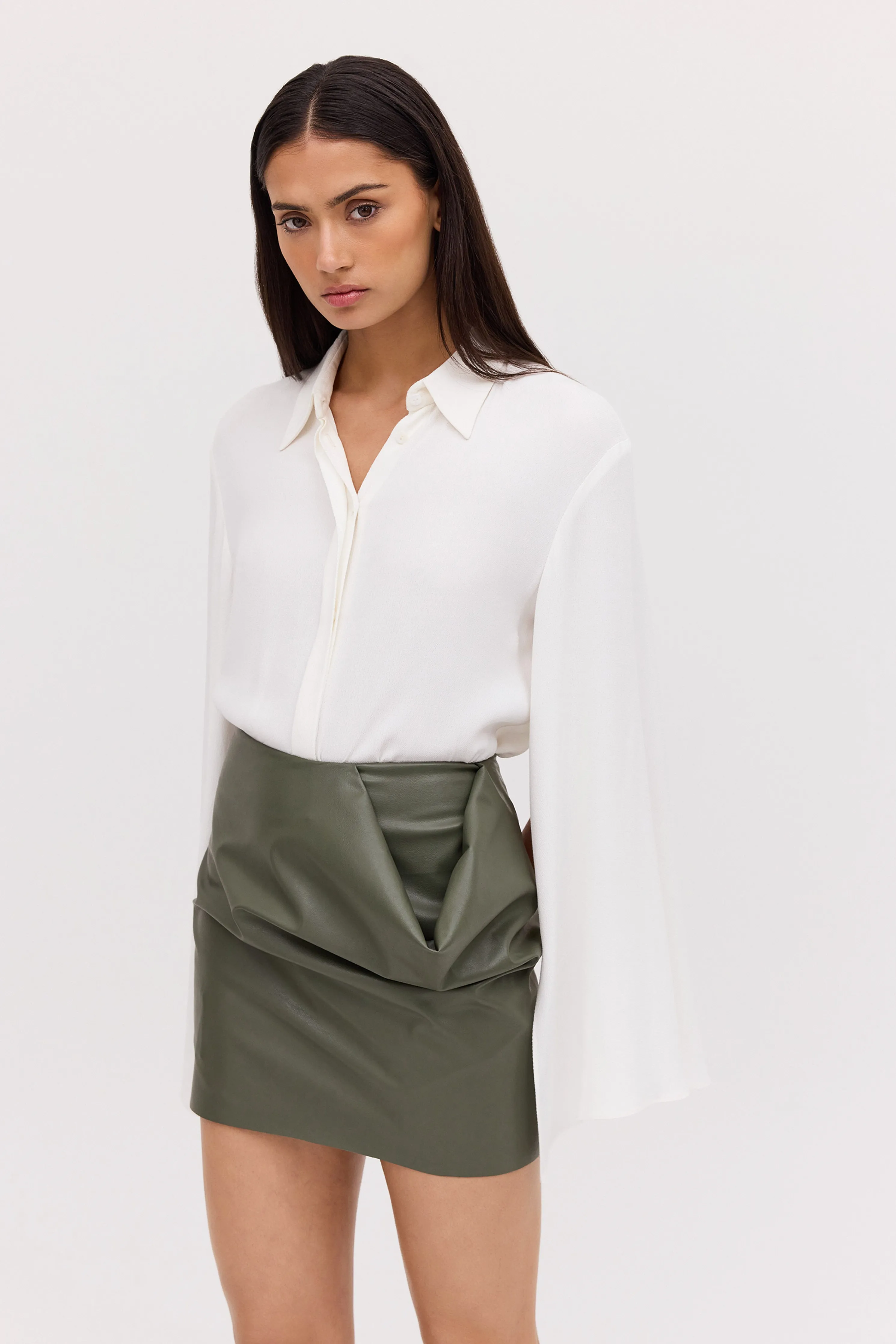 WHITE CRINKLE CREPE ABSOLUTE SHIRT