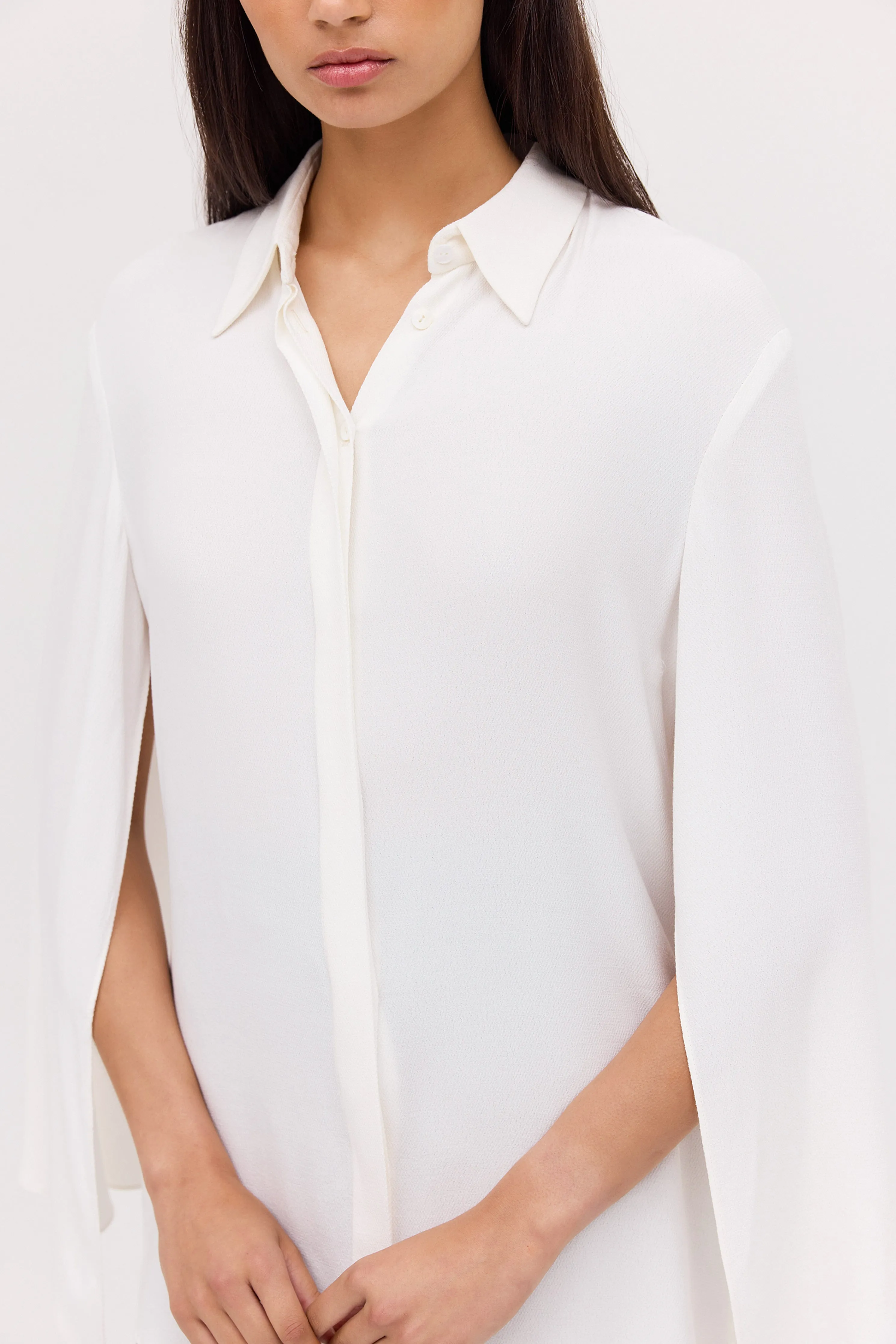 WHITE CRINKLE CREPE ABSOLUTE SHIRT