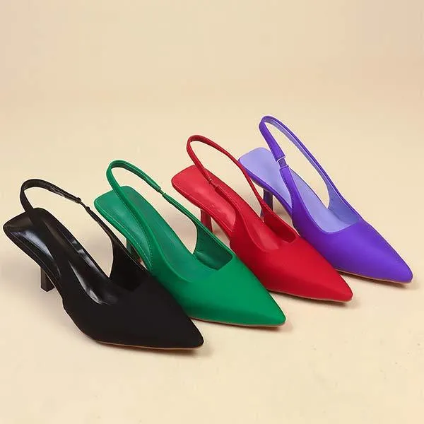 Women's Strappy Back Stiletto Pumps with Pointed Toe 89927693C