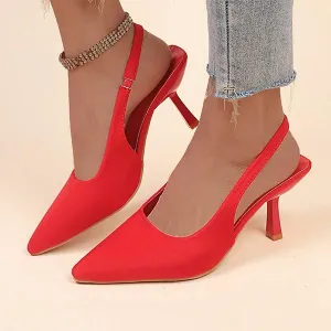 Women's Strappy Back Stiletto Pumps with Pointed Toe 89927693C