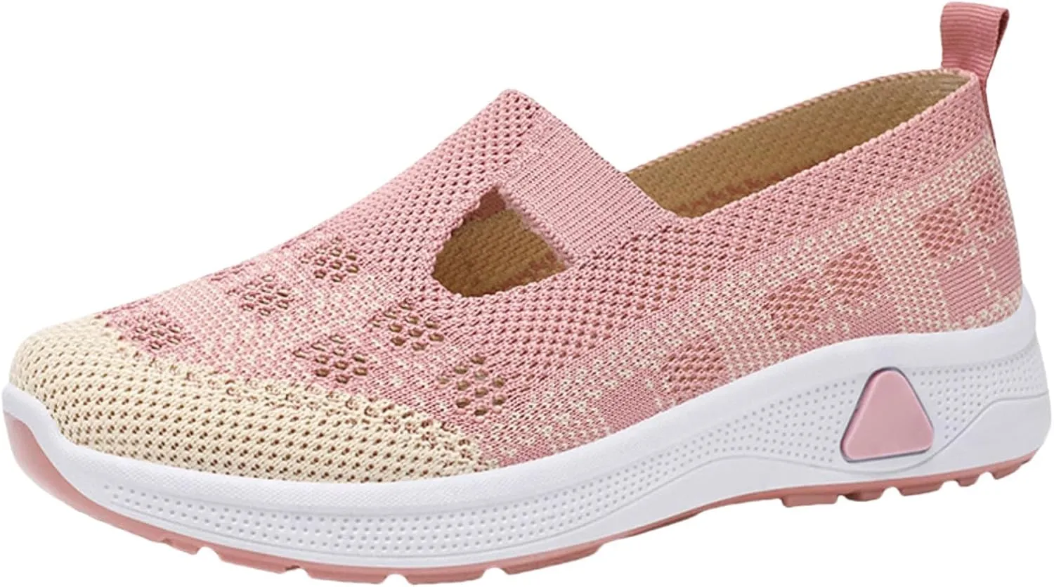 Women's Woven Orthopedic Breathable Soft Sole Shoes Slip On Diabetic Mesh Trainers Women's Comfortable Casual Air Cushion Athletic Shoes Arch Support Running Jogging Sports Sneaker